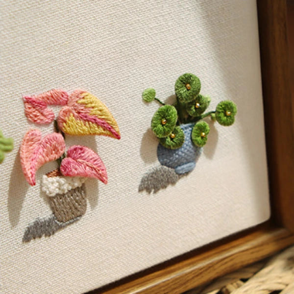 3D Green Plant Embroidery Kit