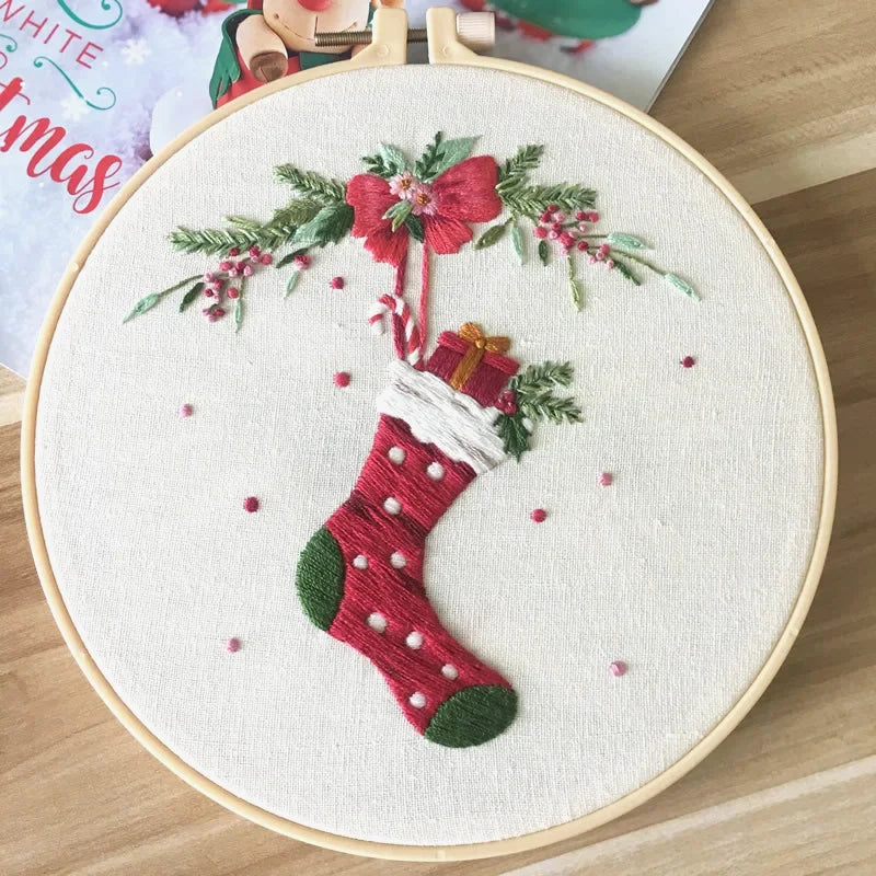 Embroidery Kit for Beginners - DIY Christmas Wreath