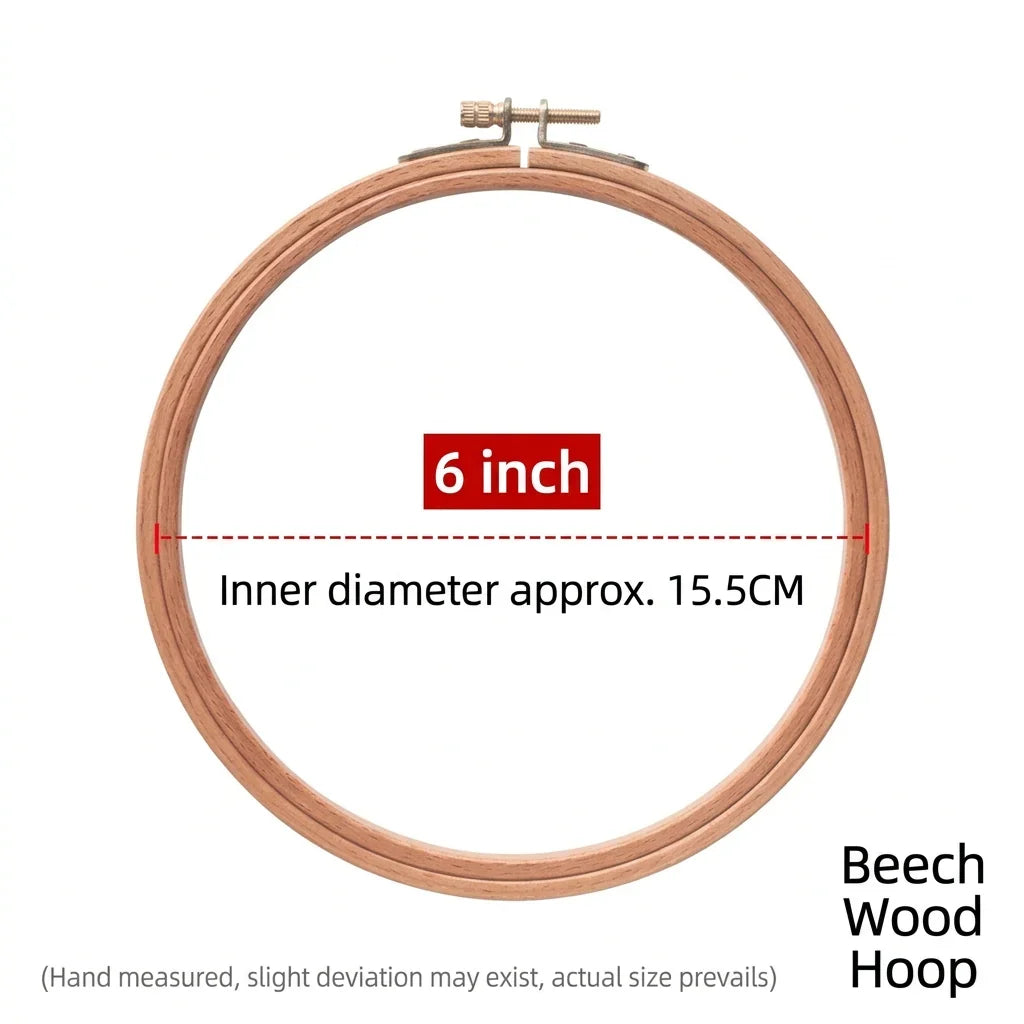 6 inch Beech Wood Embroidery Hoop with 15.5cm inner diameter by Calivra Craft