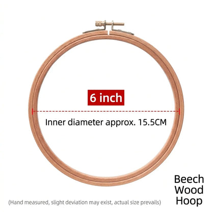 6 inch Beech Wood Embroidery Hoop with 15.5cm inner diameter by Calivra Craft