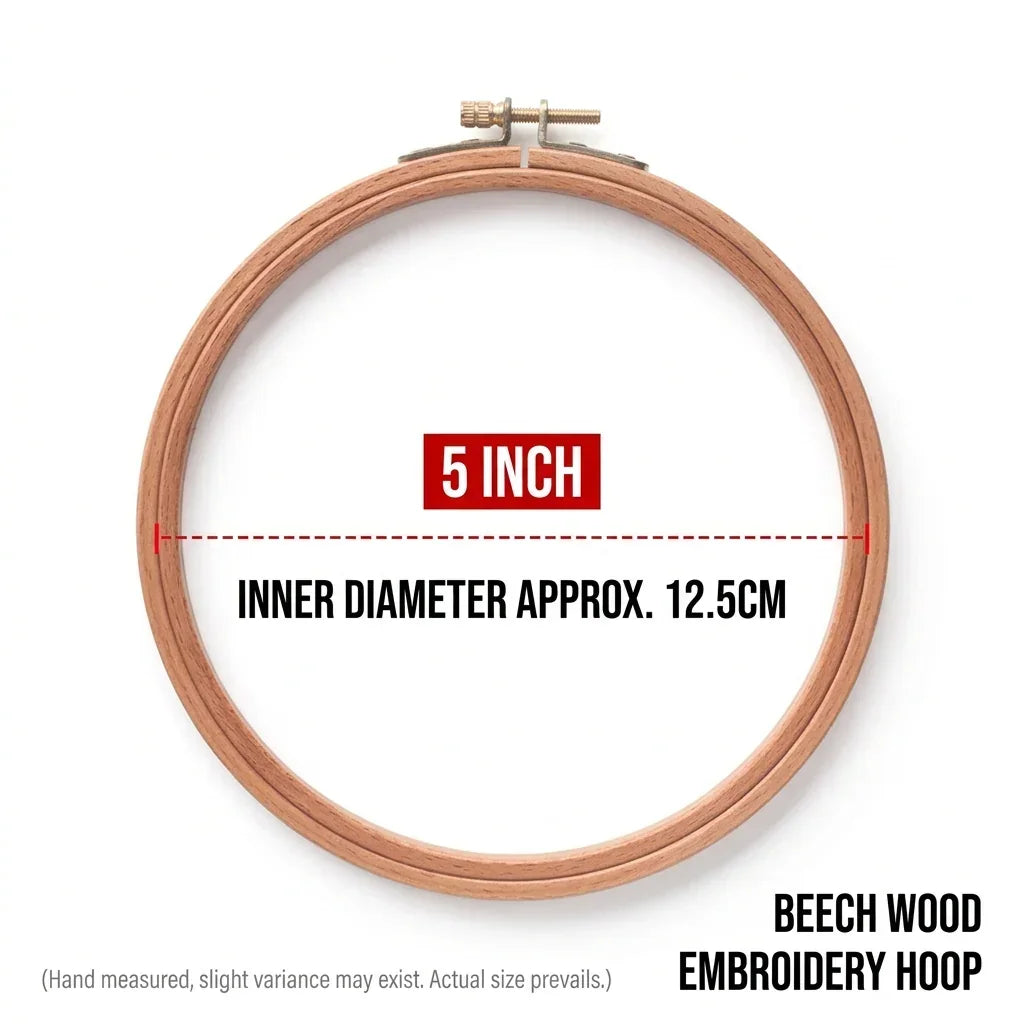 Calivra Craft 5 inch beech wood embroidery hoop with 12.5cm inner diameter