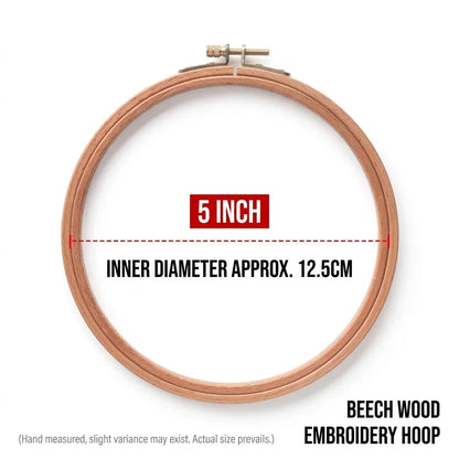 Calivra Craft 5 inch beech wood embroidery hoop with 12.5cm inner diameter