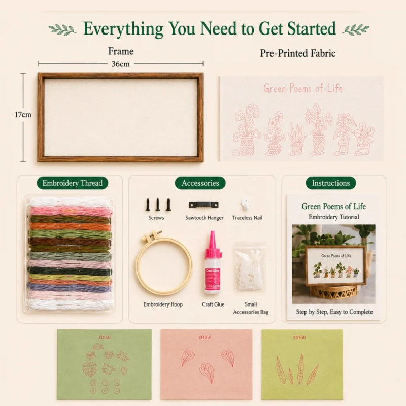 3D Green Plant Embroidery Kit