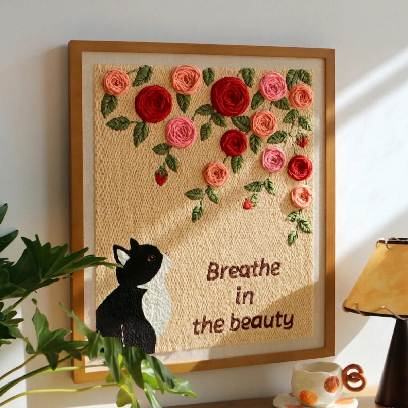 Cat & Rose Garden Punch Needle Kit