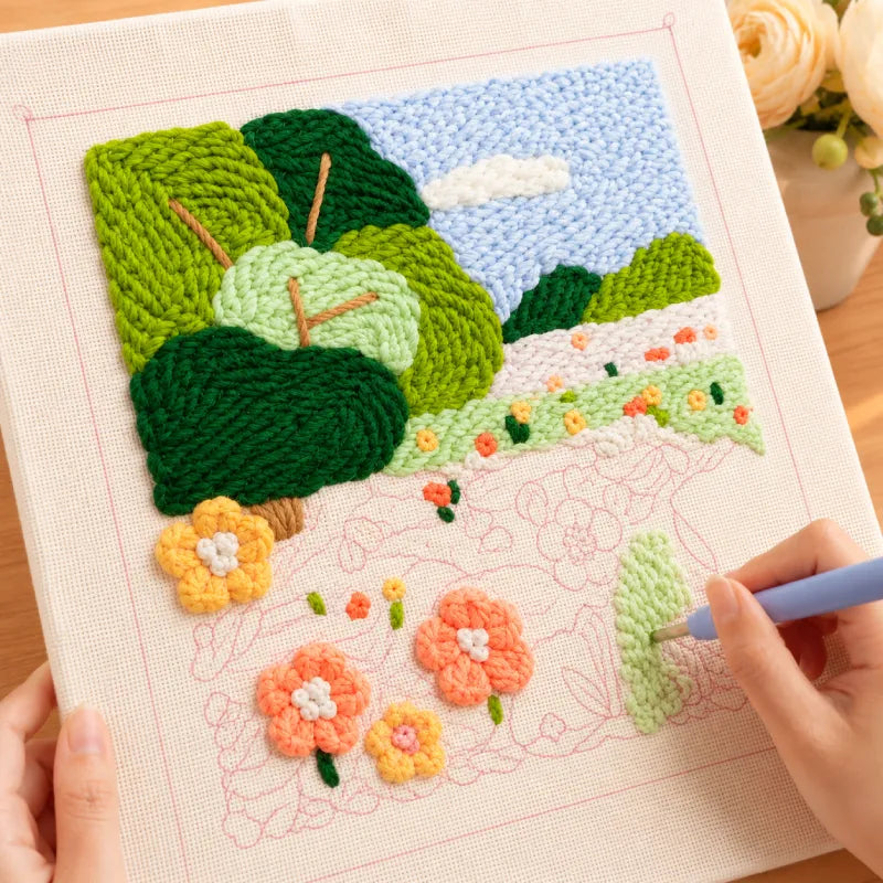 Floral Landscape Punch Needle Kit