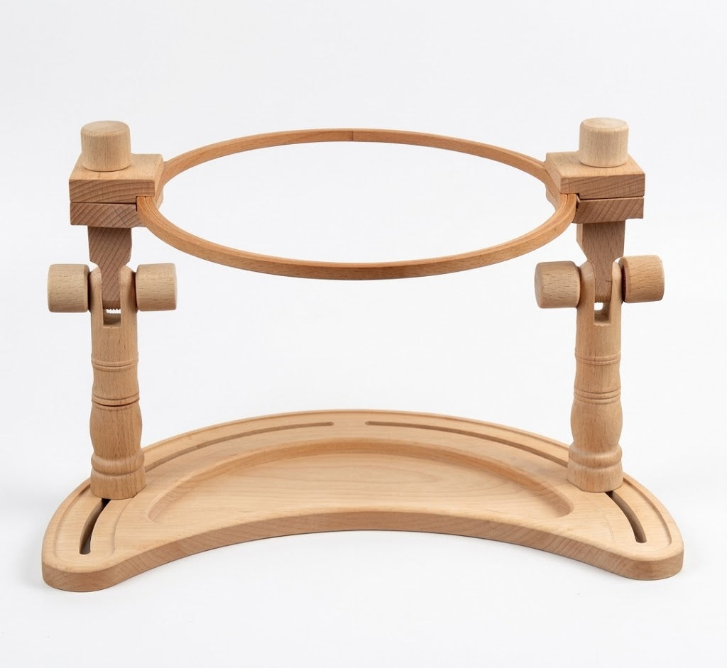 Multi-adjustable wooden embroidery frame and stand by Calivra Craft