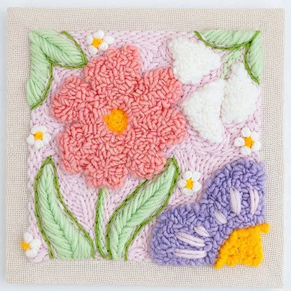 Calivra Craft flower DIY punch needle embroidery material kit with colorful floral design