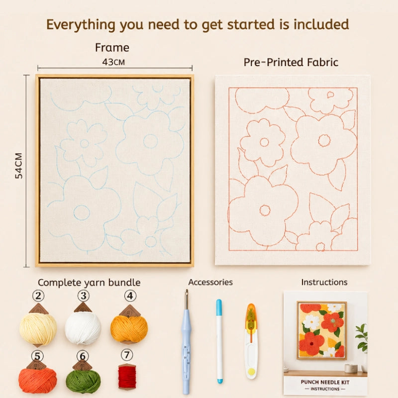 Bright Blossoms Punch Needle Kit