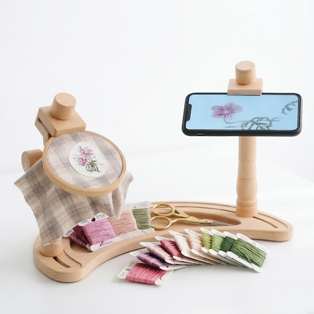 Multi-adjustable wooden embroidery frame and stand by Calivra Craft