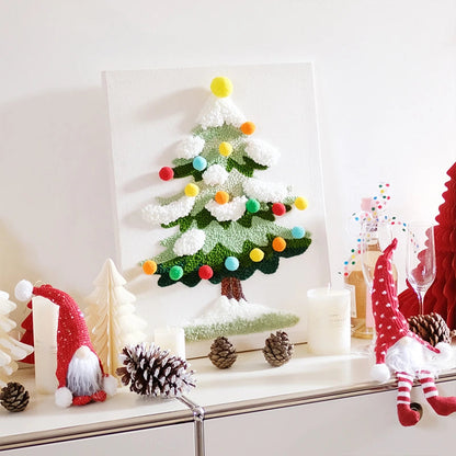 Calivra Craft Christmas Tree DIY Punch Needle Embroidery kit with festive holiday decorations