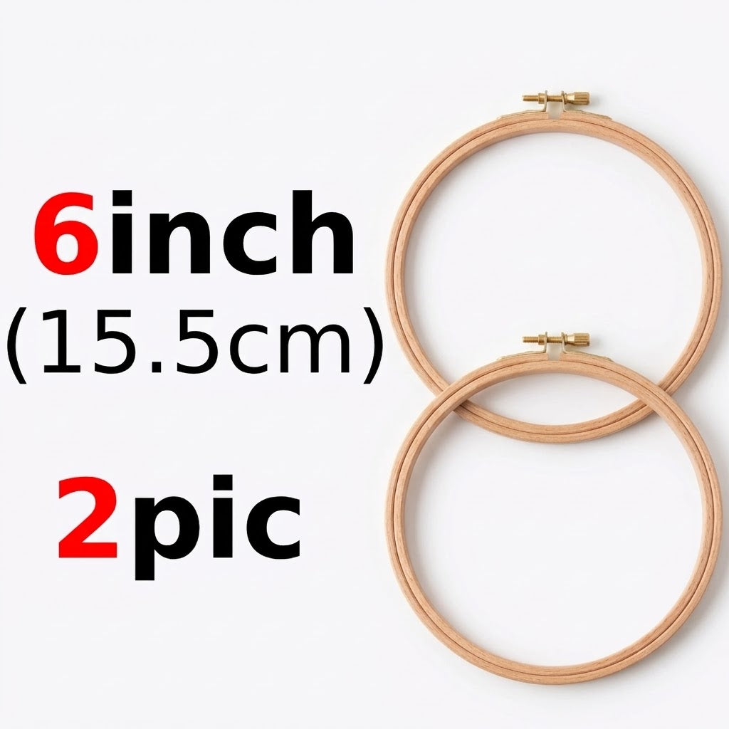 Two 6-inch wooden embroidery hoops by Calivra Craft