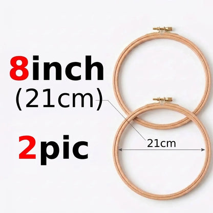 Set of two 8-inch (21cm) round wooden embroidery hoops from Calivra Craft
