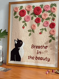 Cat & Rose Garden Punch Needle Kit