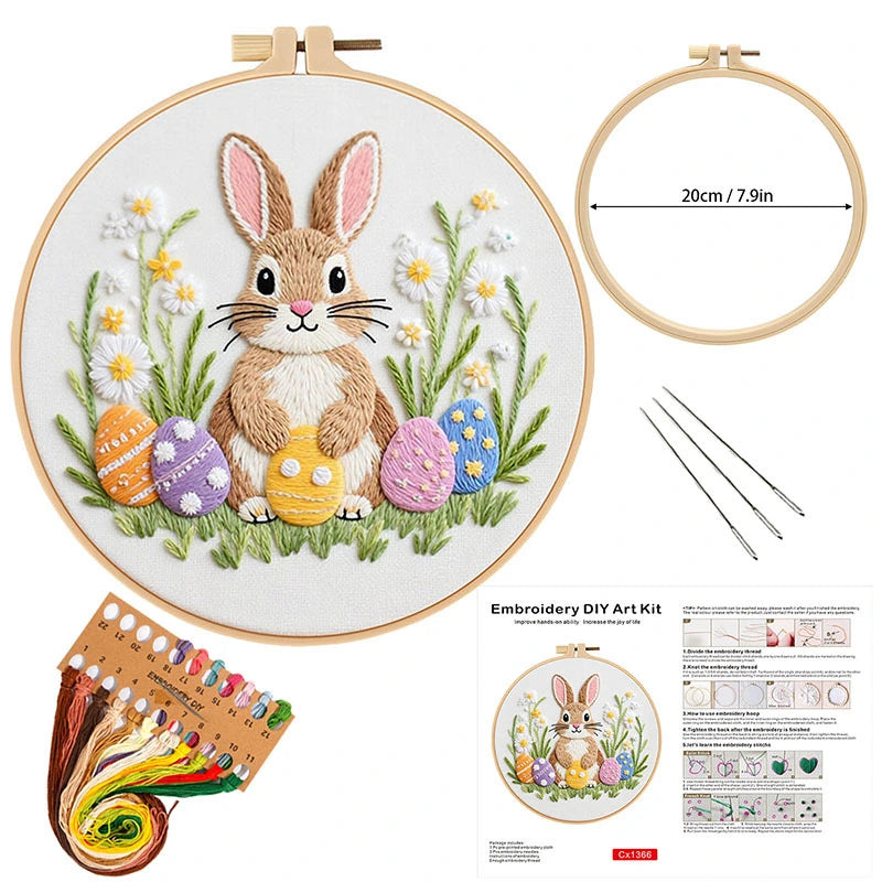 This adorable design features a fluffy bunny surrounded by colorful Easter eggs, nestled among vibrant spring flowers. The soft pastel hues and intricate details make this piece perfect for adding a playful and fresh touch to your home décor during the Easter season.