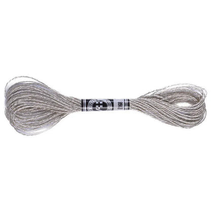 Silver metallic embroidery floss thread skein for sparkling needlework.