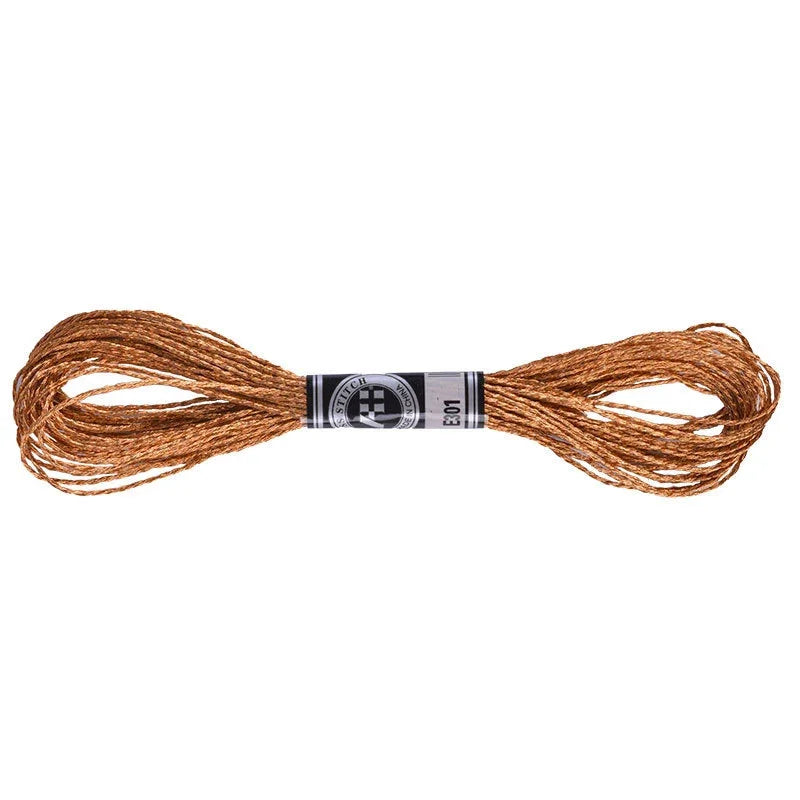 Copper metallic embroidery floss thread skein for sparkling needlework projects.