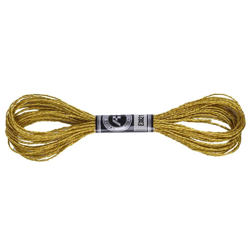Gold metallic embroidery floss skein for crafting