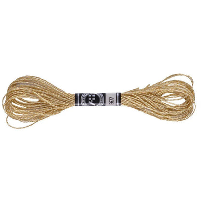 Gold metallic embroidery floss thread skein for sparkling needlework.