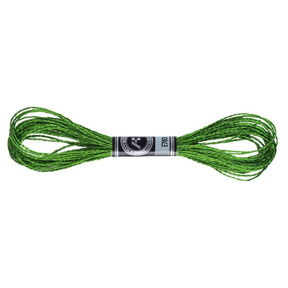 Skein of Calivra Craft green metallic sparkle embroidery floss thread