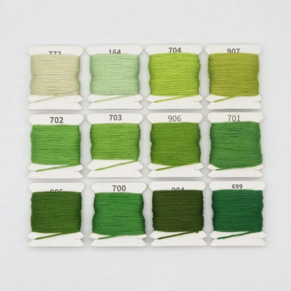 12-color gradient green cotton embroidery floss set by Calivra Craft