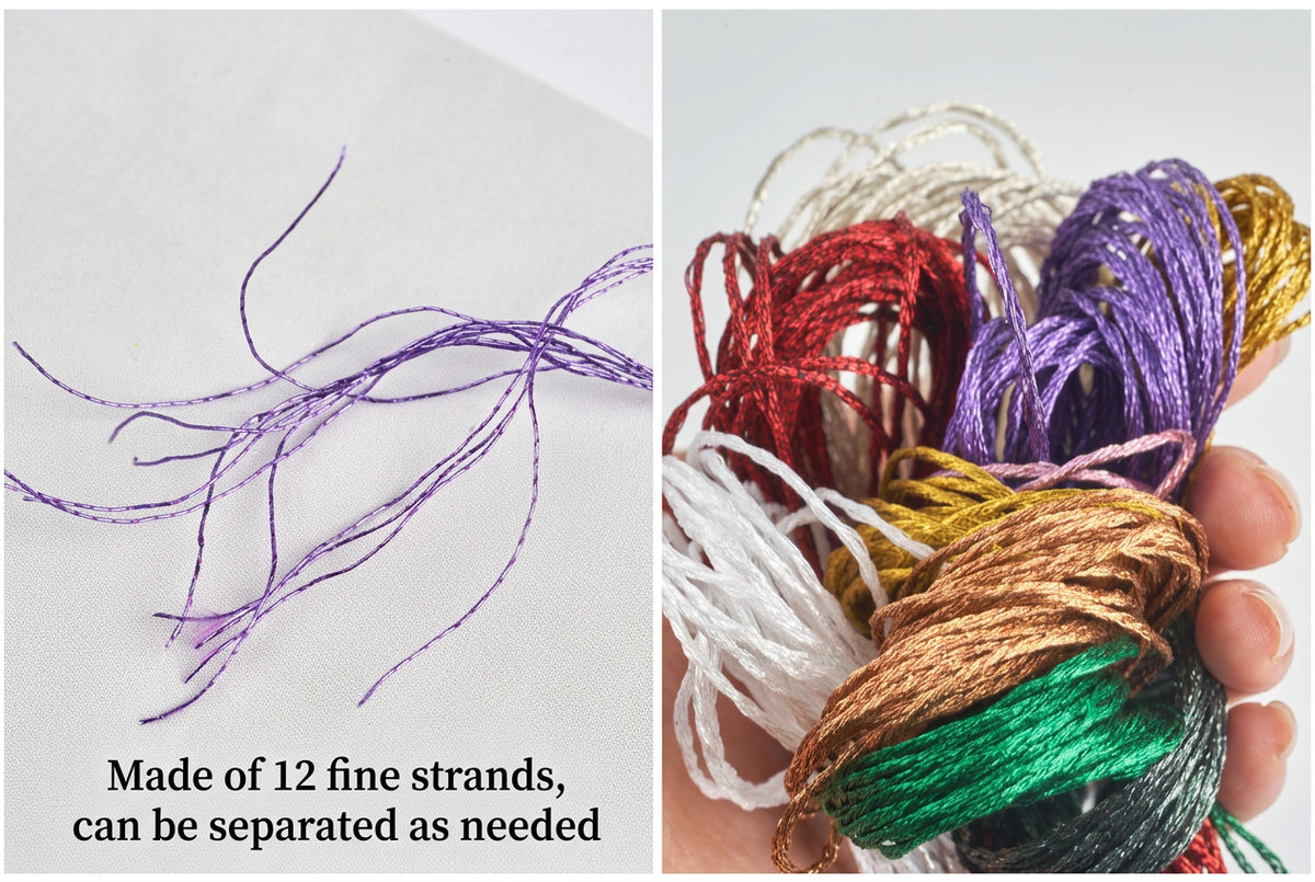 19Colors 8M Metallic Embroidery Floss 12Skeins - Sparkle Embroidery Floss Thread