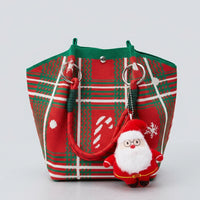 Plaid Ripple Christmas Buckle Bag + Eyeglasses Santa Claus Hanging Chain