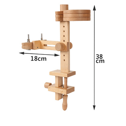 Wooden tool with measurements on a white background