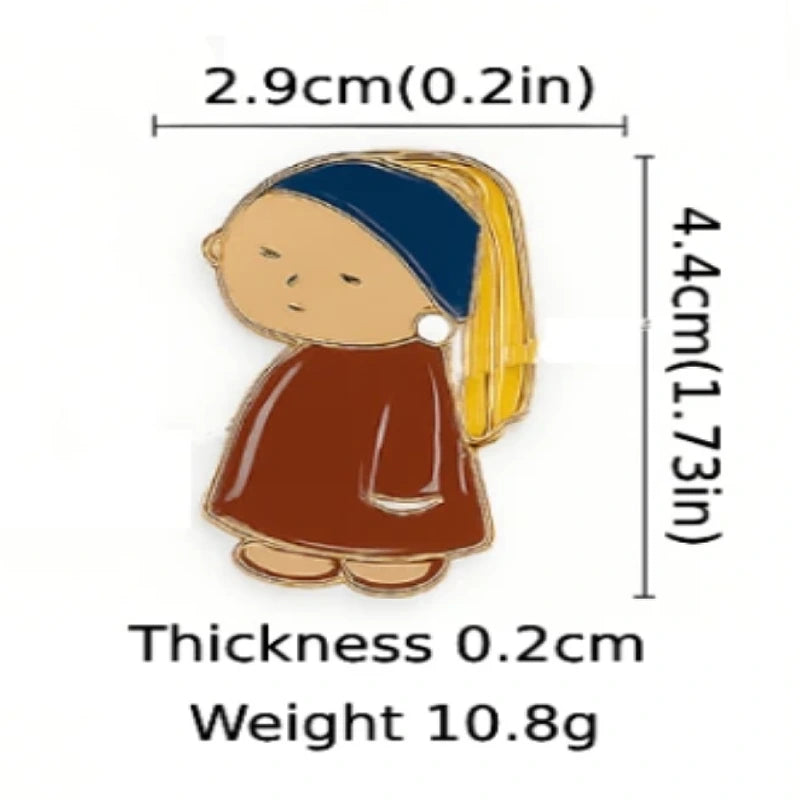 Pin with measurements on a white background