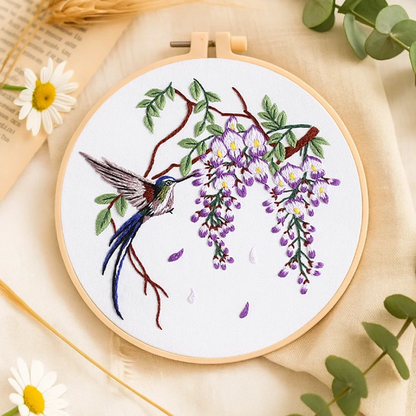 Embroidery Kit - Wisteria & Hummingbird