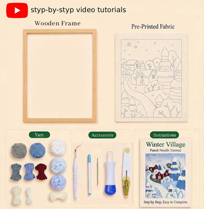Calivra Craft wool felt photo frame DIY embroidery kit with yarn, accessories and instructions.