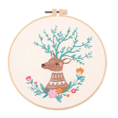 Beginner needlepoint craft kit – animal stitching pattern on fabric