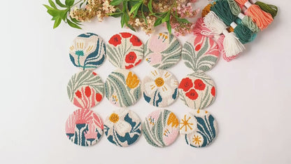 Floral  Punch Needle Coaster Bundle