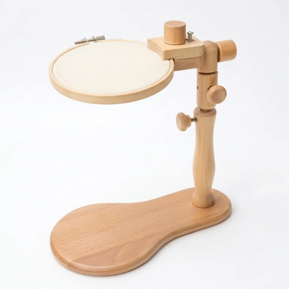 Adjustable wooden sit-on embroidery frame by Calivra Craft